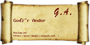 Goór Andor névjegykártya